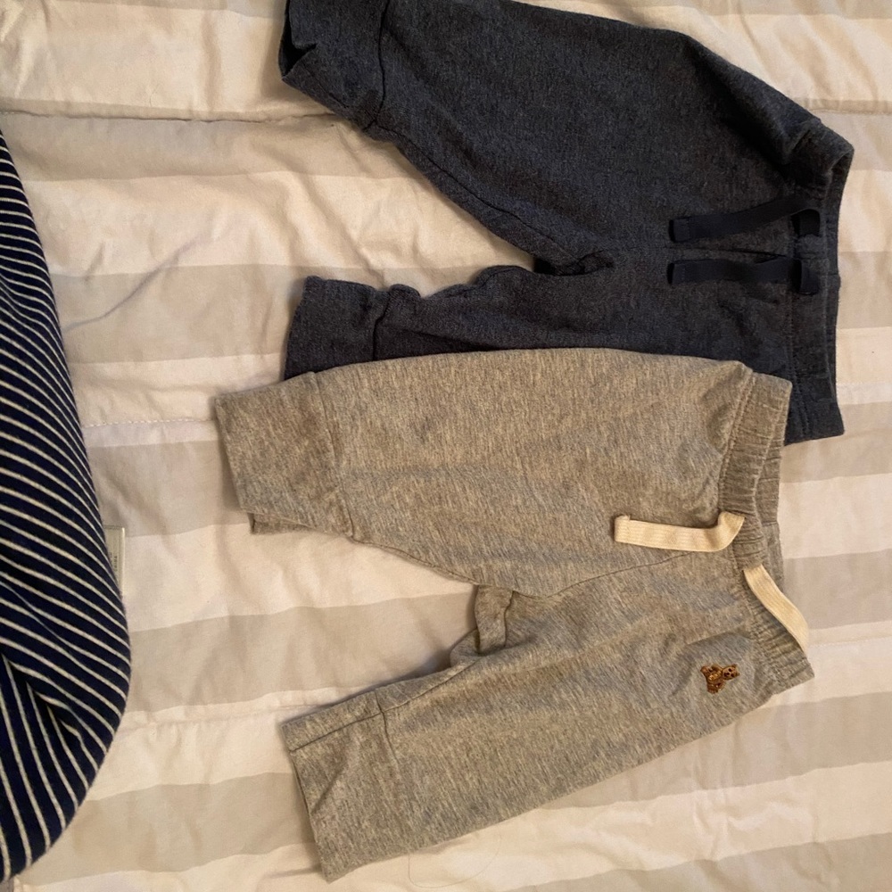 9 pairs of new or worn once 0-3 month pants